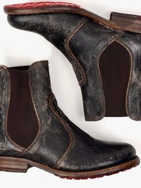 Bed Stu Brown Distressed Leather Chelsea Ankle Boots-size 6